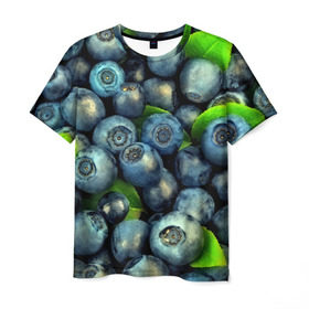 Мужская футболка 3D с принтом Голубика в Новосибирске, 100% полиэфир | прямой крой, круглый вырез горловины, длина до линии бедер | Тематика изображения на принте: blueberry | голубика | черника | ягоды