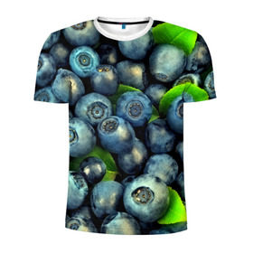 Мужская футболка 3D спортивная с принтом Голубика в Новосибирске, 100% полиэстер с улучшенными характеристиками | приталенный силуэт, круглая горловина, широкие плечи, сужается к линии бедра | blueberry | голубика | черника | ягоды