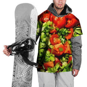 Накидка на куртку 3D с принтом Салатик в Новосибирске, 100% полиэстер |  | Тематика изображения на принте: зеленый | красный | нарезка | овощи | яркий