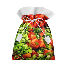 Подарочный 3D мешок с принтом Салатик в Новосибирске, 100% полиэстер | Размер: 29*39 см | Тематика изображения на принте: зеленый | красный | нарезка | овощи | яркий