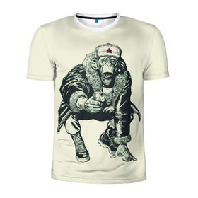 Мужская футболка 3D спортивная с принтом Обезьяна с пистолетом в Новосибирске, 100% полиэстер с улучшенными характеристиками | приталенный силуэт, круглая горловина, широкие плечи, сужается к линии бедра | звезда | пистолет | шапка | шимпанзе
