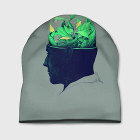 Шапка 3D с принтом Голова горшок в Новосибирске, 100% полиэстер | универсальный размер, печать по всей поверхности изделия | голова | горшок | колба | стекло | цветок | человек