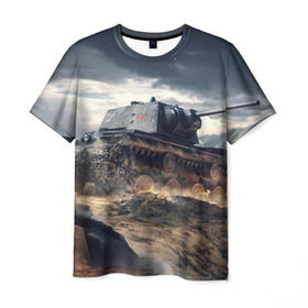 Мужская футболка 3D с принтом Танк в Новосибирске, 100% полиэфир | прямой крой, круглый вырез горловины, длина до линии бедер | 9 мая | день победы | оружие | советский танк | танк | танковые войска