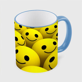 Кружка 3D с принтом Счастливые смайлики в Новосибирске, керамика | ёмкость 330 мл | no problems | smile | без проблем | весёлый | довольный | оптимизм | позитив | позитивный | радость | смайлики | смех | счастливый | счастье | улыбаться | улыбка | хорошее настроение