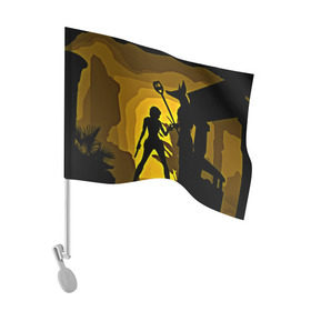 Флаг для автомобиля с принтом Tomb Raider в Новосибирске, 100% полиэстер | Размер: 30*21 см | желтый | лара крофт | черный