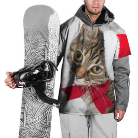 Накидка на куртку 3D с принтом Новогодний кот в колпаке в Новосибирске, 100% полиэстер |  | грустный | добрый | животное | киса | киска кися | кот | котенок | котэ | кошка | красивый | лапа | лапка | ласковый | милый | моська | мурлыка | прикольный | смешной | унылый | усатый | шерсть