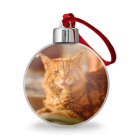 Ёлочный шар с принтом Рыжий кот в Новосибирске, Пластик | Диаметр: 77 мм | грустный | добрый | животное | киса | киска кися | кот | котенок | котэ | кошка | красивый | лапа | лапка | ласковый | милый | моська | мурлыка | прикольный | смешной | унылый | усатый | шерсть
