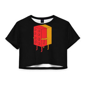 Женская футболка 3D укороченная с принтом I`ll never let go в Новосибирске, 100% полиэстер | круглая горловина, длина футболки до линии талии, рукава с отворотами | crazy | love | геометрия | для влюбленных | конструктор | лего | любовь | пазлы
