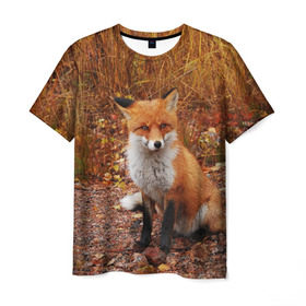 Мужская футболка 3D с принтом Лиса в Новосибирске, 100% полиэфир | прямой крой, круглый вырез горловины, длина до линии бедер | fox | животное | зверь | красивая | лес | лис | лиса | лисенок | лисица | лисичка | мех | патрикеевна | песец | плутовка | прикольная | природа | рыжая | рыжий цвет | сказка | хвост | хитрая | хищник