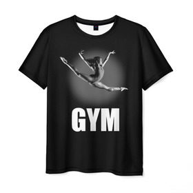 Мужская футболка 3D с принтом Gym в Новосибирске, 100% полиэфир | прямой крой, круглый вырез горловины, длина до линии бедер | girl | jump | sport | sportswoman | гимнастика | девушка | прыжок | спорт | спортсменка | фитнес
