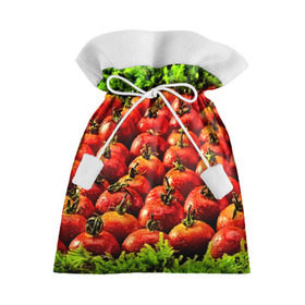 Подарочный 3D мешок с принтом Томатик в Новосибирске, 100% полиэстер | Размер: 29*39 см | Тематика изображения на принте: 3d | еда | зелень | красный | лето | много | овощи | пища | помидор | прикольные | томат | яркие