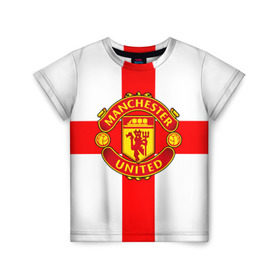 Детская футболка 3D с принтом Manchester united в Новосибирске, 100% гипоаллергенный полиэфир | прямой крой, круглый вырез горловины, длина до линии бедер, чуть спущенное плечо, ткань немного тянется | 3д | fc | manchester united | mu | англия | британия | игра | канониры | красные дьяволы | лондон | манчестер | мю | флаг | флаг британии | футбол | эмблема