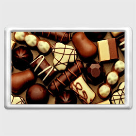 Магнит 45*70 с принтом Сладкие конфетки в Новосибирске, Пластик | Размер: 78*52 мм; Размер печати: 70*45 | Тематика изображения на принте: 3d | десерт | еда | конфеты | много | пища | разные | сладкое | темный | фигуры | фон | форма | шоколад | яркие