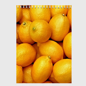 Скетчбук с принтом Лимончики в Новосибирске, 100% бумага
 | 48 листов, плотность листов — 100 г/м2, плотность картонной обложки — 250 г/м2. Листы скреплены сверху удобной пружинной спиралью | Тематика изображения на принте: 3d | витамин | еда | желтый | лето | лимон | много | пища | прикольные | сочные | фрукты | цитрус | яркие