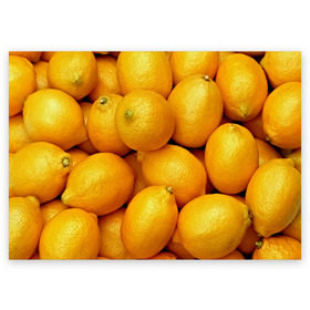 Поздравительная открытка с принтом Лимончики в Новосибирске, 100% бумага | плотность бумаги 280 г/м2, матовая, на обратной стороне линовка и место для марки
 | Тематика изображения на принте: 3d | витамин | еда | желтый | лето | лимон | много | пища | прикольные | сочные | фрукты | цитрус | яркие