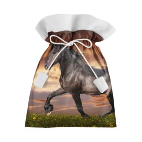 Подарочный 3D мешок с принтом Черный конь в Новосибирске, 100% полиэстер | Размер: 29*39 см | вожжи | голоп | грация | езда | есаул | жеребец | животное | кобыла | кобылица | конь | копыта | копыто | лошадь | пегас | пони | рысак | сбруя | скакун | скачет | стойло | троя