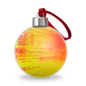 Ёлочный шар с принтом Компьютерный код в Новосибирске, Пластик | Диаметр: 77 мм | желтый | кибер | код | оранжевый | прога