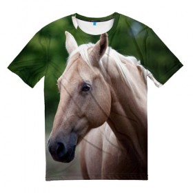 Мужская футболка 3D с принтом Лошадь в Новосибирске, 100% полиэфир | прямой крой, круглый вырез горловины, длина до линии бедер | вожжи | голоп | грация | езда | есаул | жеребец | животное | кобыла | кобылица | конь | копыта | копыто | лошадь | пегас | пони | рысак | сбруя | скакун | скачет | скачка | стойло | троя