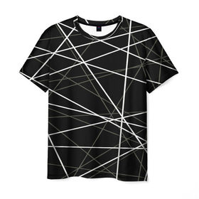 Мужская футболка 3D с принтом geometry texture в Новосибирске, 100% полиэфир | прямой крой, круглый вырез горловины, длина до линии бедер | геометрия | грани | изгиб | линии | полигоны | полосы | текстура