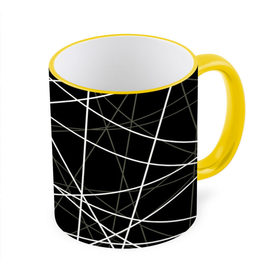Кружка 3D с принтом geometry texture в Новосибирске, керамика | ёмкость 330 мл | геометрия | грани | изгиб | линии | полигоны | полосы | текстура