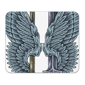 Коврик прямоугольный с принтом Оружие ангелов в Новосибирске, натуральный каучук | размер 230 х 185 мм; запечатка лицевой стороны | ангел | крылья | меч | топор