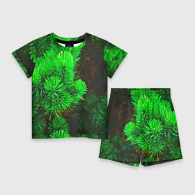 Детский костюм с шортами 3D с принтом Зелёная ель в Новосибирске,  |  | Тематика изображения на принте: 3d | ёлка | ель | зелёный | лес | новый год | праздник | природа | текстура | фон