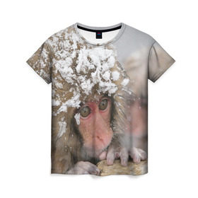 Женская футболка 3D с принтом Обезьянка и зима в Новосибирске, 100% полиэфир ( синтетическое хлопкоподобное полотно) | прямой крой, круглый вырез горловины, длина до линии бедер | бабуин | гамадрил | гиббон | горилла | гуманоид | дарвин | животное | зоопарк | кинг конг | мартышка | маугли | обезьяна | орангутанг | предок | примат | рожа | хомо сапиенс | шимпанзе