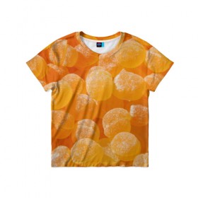 Детская футболка 3D с принтом Апельсиновый мармелад в Новосибирске, 100% гипоаллергенный полиэфир | прямой крой, круглый вырез горловины, длина до линии бедер, чуть спущенное плечо, ткань немного тянется | Тематика изображения на принте: 
