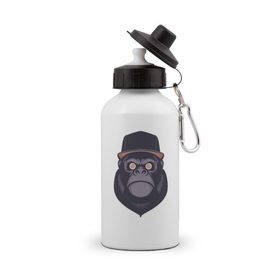 Бутылка спортивная с принтом Гипноз гориллы в Новосибирске, металл | емкость — 500 мл, в комплекте две пластиковые крышки и карабин для крепления | Тематика изображения на принте: 