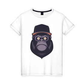 Женская футболка хлопок с принтом Гипноз гориллы в Новосибирске, 100% хлопок | прямой крой, круглый вырез горловины, длина до линии бедер, слегка спущенное плечо | 