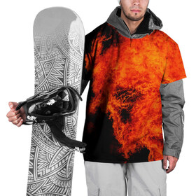 Накидка на куртку 3D с принтом Огонь в Новосибирске, 100% полиэстер |  | Тематика изображения на принте: оранжевый | плямя | черный | яркий