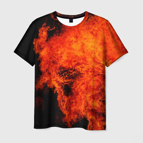 Мужская футболка 3D с принтом Огонь в Новосибирске, 100% полиэфир | прямой крой, круглый вырез горловины, длина до линии бедер | оранжевый | плямя | черный | яркий