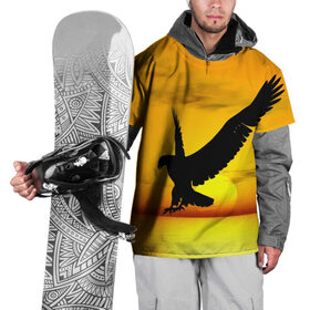 Накидка на куртку 3D с принтом Орел на закате в Новосибирске, 100% полиэстер |  | беркут | большой | горный | грифон | клюв | коготь | кондор | коршун | крылья | огромный | орел | орлан | перья | полет | птица | размах крыла | сокол | степной | хищник | ястреб