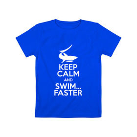 Детская футболка хлопок с принтом swim в Новосибирске, 100% хлопок | круглый вырез горловины, полуприлегающий силуэт, длина до линии бедер | swim | swimming | плавание | пловец