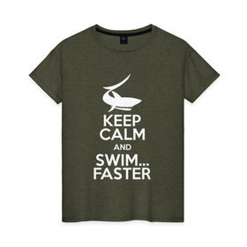 Женская футболка хлопок с принтом swim в Новосибирске, 100% хлопок | прямой крой, круглый вырез горловины, длина до линии бедер, слегка спущенное плечо | swim | swimming | плавание | пловец