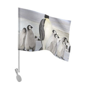 Флаг для автомобиля с принтом Пингвин и пингвинята в Новосибирске, 100% полиэстер | Размер: 30*21 см | айсберг | антарктида | антарктика | арктика | буревестник | глупый | императорский | клюв | королевский | крылья | ласты | лёд | линукс | океан | пилигрим | полюс | птица | север | снег | умка | фрак