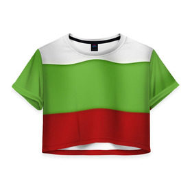Женская футболка 3D укороченная с принтом Болгария в Новосибирске, 100% полиэстер | круглая горловина, длина футболки до линии талии, рукава с отворотами | bulgaria | flag | болгария | республика болгария | текстура | флаг