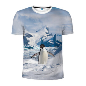 Мужская футболка 3D спортивная с принтом Пингвин в горах в Новосибирске, 100% полиэстер с улучшенными характеристиками | приталенный силуэт, круглая горловина, широкие плечи, сужается к линии бедра | Тематика изображения на принте: айсберг | антарктида | антарктика | арктика | буревестник | глупый | императорский | клюв | королевский | крылья | ласты | лёд | линукс | океан | пилигрим | полюс | птица | север | снег | умка | фрак