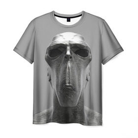 Мужская футболка 3D с принтом Гуманоид в Новосибирске, 100% полиэфир | прямой крой, круглый вырез горловины, длина до линии бедер | head | humanoid | sculpture | голова | идол | инопланетянин | истукан | космос | скульптура | статуя