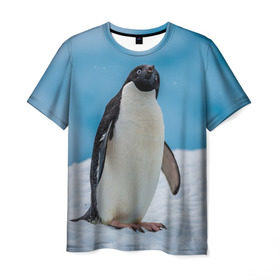 Мужская футболка 3D с принтом Пингвин на айсберге в Новосибирске, 100% полиэфир | прямой крой, круглый вырез горловины, длина до линии бедер | айсберг | антарктида | антарктика | арктика | буревестник | глупый | императорский | клюв | королевский | крылья | ласты | лёд | линукс | океан | пилигрим | полюс | птица | север | снег | умка | фрак