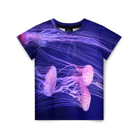 Детская футболка 3D с принтом Розовые медузы в Новосибирске, 100% гипоаллергенный полиэфир | прямой крой, круглый вырез горловины, длина до линии бедер, чуть спущенное плечо, ткань немного тянется | аквариум | вода | дайвинг | милые | море | океан | плывет | подводный мир | рыбалка | рыбка | рыбы | стая | фауна