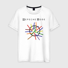 Мужская футболка хлопок с принтом Depeche mode (светлая) в Новосибирске, 100% хлопок | прямой крой, круглый вырез горловины, длина до линии бедер, слегка спущенное плечо. | depeche mode