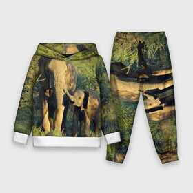 Детский костюм 3D (с толстовкой) с принтом Слониха и слоненок в природе в Новосибирске,  |  | Тематика изображения на принте: африка | африканский | бивни | большой | гигант джунгли | зоопарк | индийский | индия | лесной великан | мамонт | огромный | саванна | сафари | серый | слон | слоненок | слониха | стадо | уши | хобот