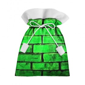 Подарочный 3D мешок с принтом Зелёные кирпичики в Новосибирске, 100% полиэстер | Размер: 29*39 см | 3d | зелёные кирпичики | камень | краска | текстуры