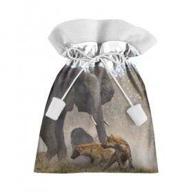 Подарочный 3D мешок с принтом Гиены охотятся на слона в Новосибирске, 100% полиэстер | Размер: 29*39 см | африка | африканский | бивни | большой | гигант джунгли | гиены | индийский | индия | лесной великан | мамонт | огромный | охота | саванна | сафари | серый | слон | слониха | стадо | уши | хобот