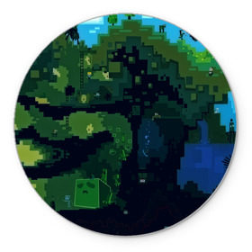 Коврик круглый с принтом Minecraft the Game в Новосибирске, резина и полиэстер | круглая форма, изображение наносится на всю лицевую часть | 3d | game | minecraft | башни | дорога | игры | песочница | светильник | тотем | храм | человечки