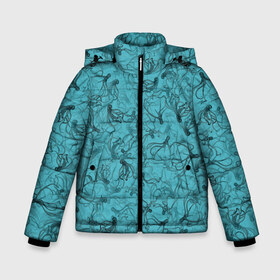 Зимняя куртка для мальчиков 3D с принтом Осьминоги в Новосибирске, ткань верха — 100% полиэстер; подклад — 100% полиэстер, утеплитель — 100% полиэстер | длина ниже бедра, удлиненная спинка, воротник стойка и отстегивающийся капюшон. Есть боковые карманы с листочкой на кнопках, утяжки по низу изделия и внутренний карман на молнии. 

Предусмотрены светоотражающий принт на спинке, радужный светоотражающий элемент на пуллере молнии и на резинке для утяжки | дайвинг | кракен | ктулху | малюск | море | океан | осьминог | паттерн | рыбалка | спрут