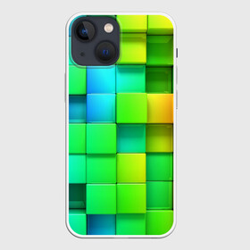 Чехол для iPhone 13 mini с принтом Пазлы в Новосибирске,  |  | абстракция | годнота | зеленый. кубы | пазлы | радуга | яркий