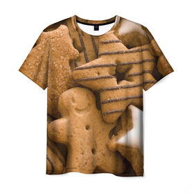 Мужская футболка 3D с принтом Печенье 4 в Новосибирске, 100% полиэфир | прямой крой, круглый вырез горловины, длина до линии бедер | выпечка | десерт | еда | печенье | сладкое | текстуры