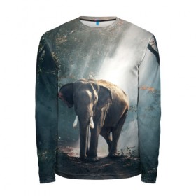 Мужской лонгслив 3D с принтом Слон в лесу в Новосибирске, 100% полиэстер | длинные рукава, круглый вырез горловины, полуприлегающий силуэт | Тематика изображения на принте: африка | африканский | бивни | большой | гигант джунгли | зоопарк | индийский | индия | лесной великан | мамонт | огромный | саванна | сафари | серый | слон | слоненок | слониха | стадо | уши | хобот